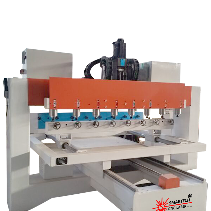 Patas de muebles para hacer enrutador de madera Cnc, husillos múltiples, 1530, cuarto eje giratorio con 8 cabezales, máquina enrutadora CNC para carpintería 3D