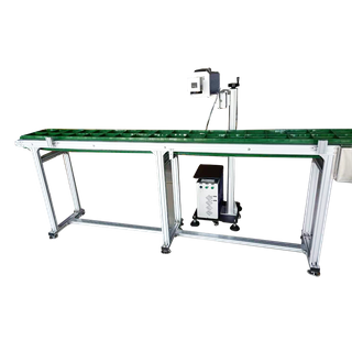 Máquina de marcado láser de CO2 volador para cadena de producción de conchas de ostras